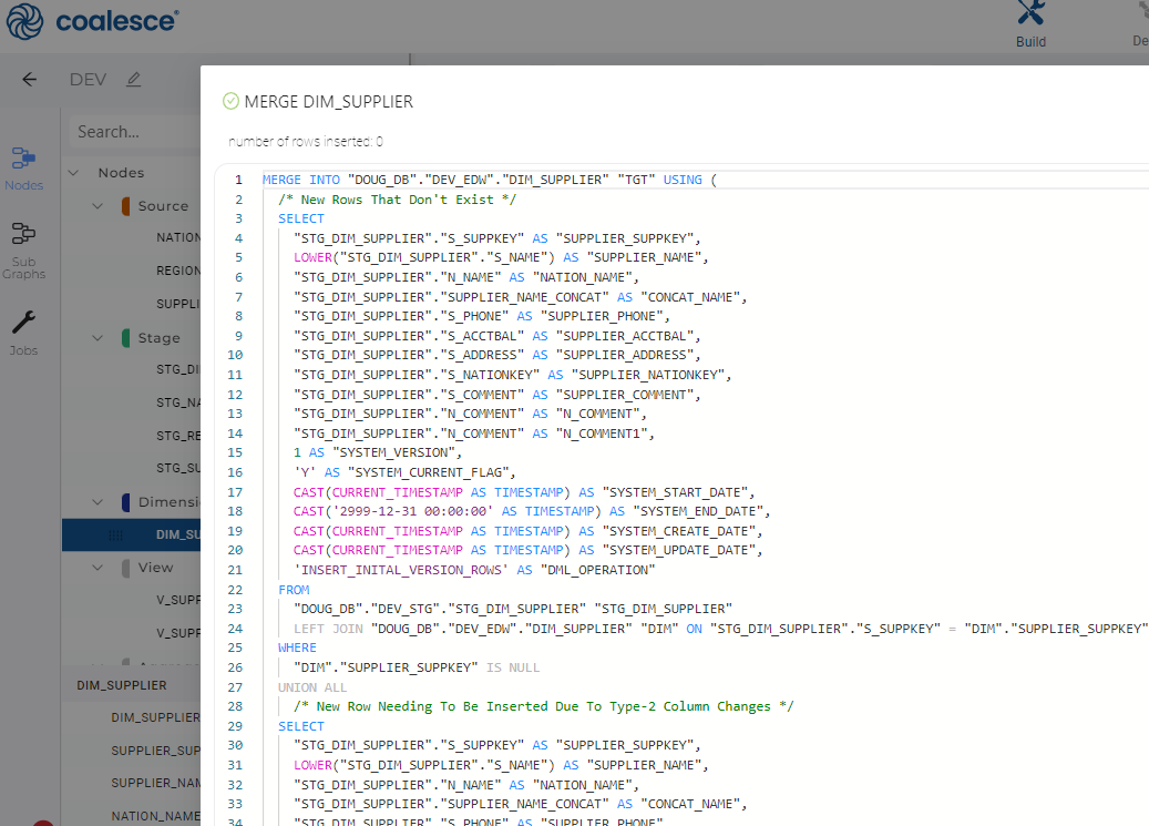 An example of generated code for Type 2 dimension in Coalesce