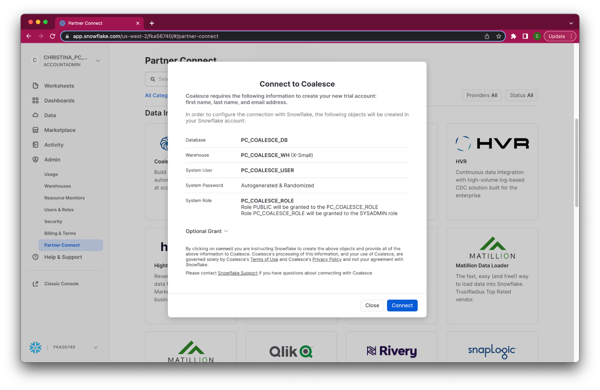 find the Coalesce tile listed under Data Integration