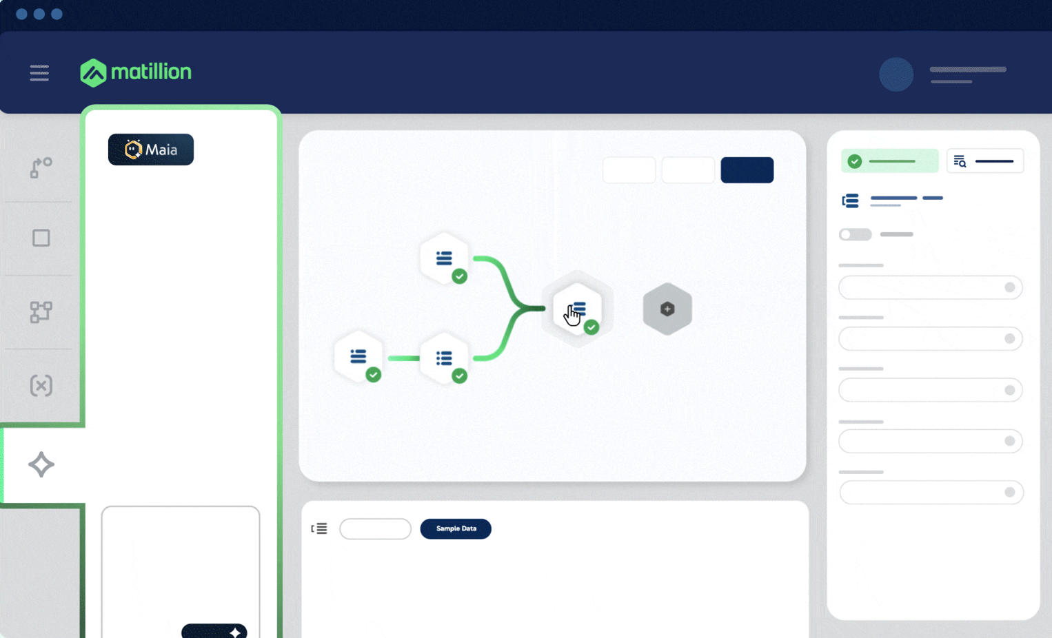 atillion visual pipeline builder showing transformation components.
